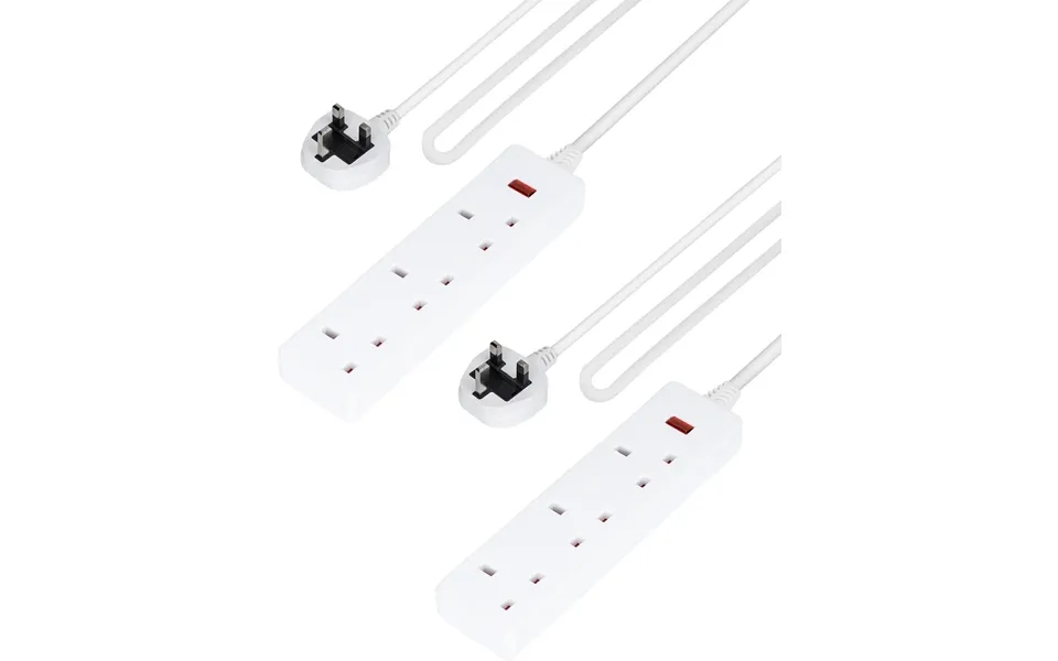 Pack Of 2 White 4 Gang Extension Lead With 1-meter Cable