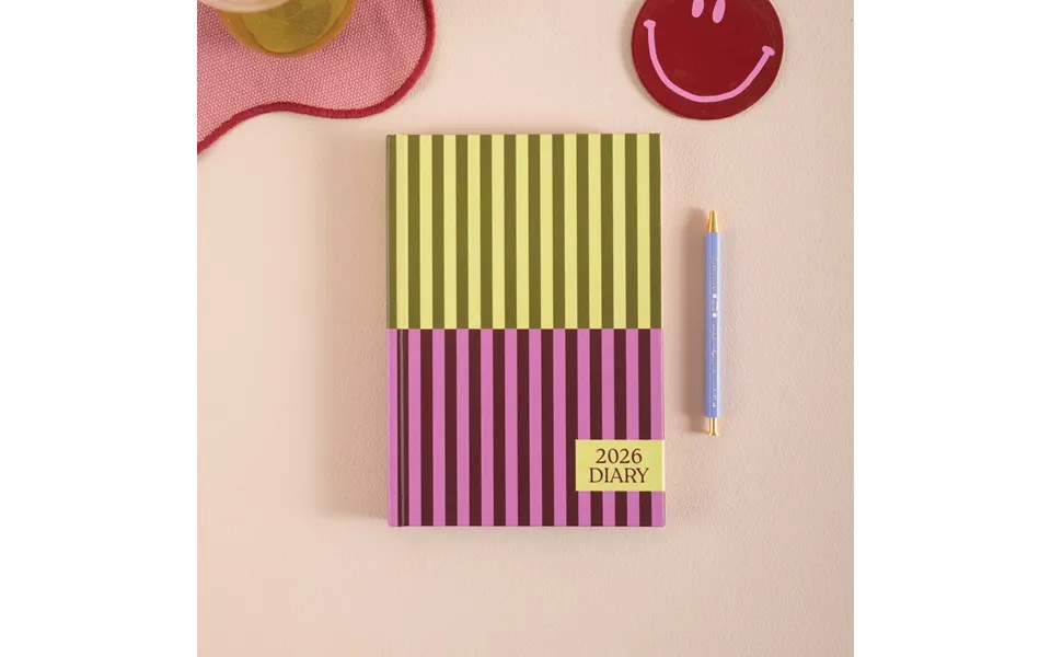 2026 Diary A5 Hardcover Week To View Pistachio Stripe