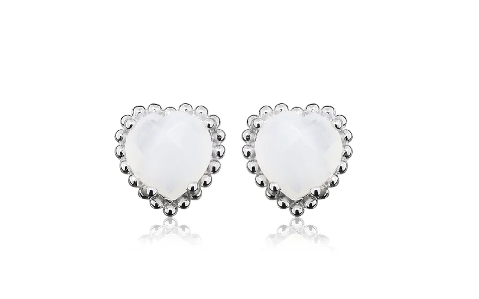 Grace Silver & White Chalcedony Heart Stud Earrings