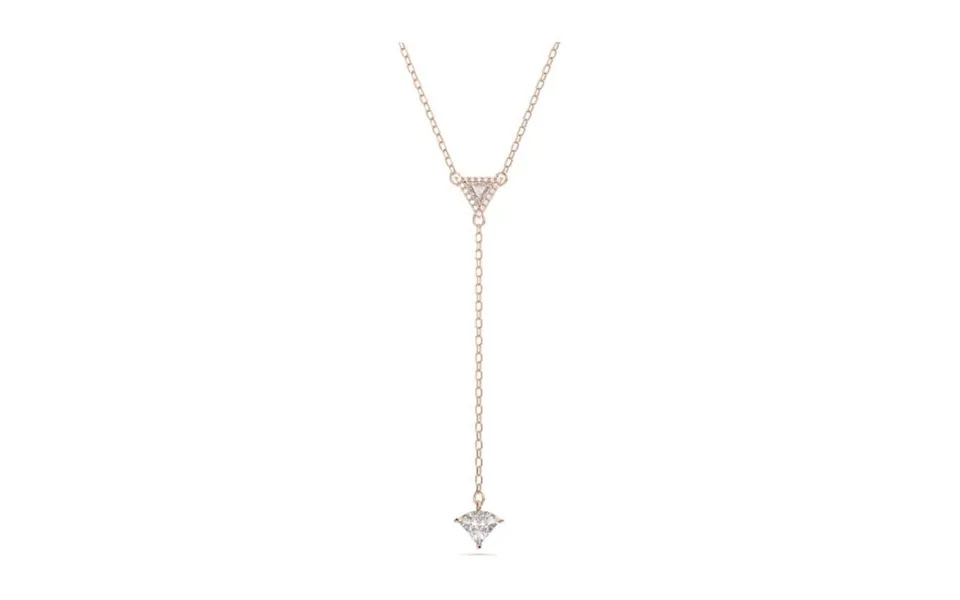 Stilla Y Necklace With Triangle-cut White Crystal In Rose Gold