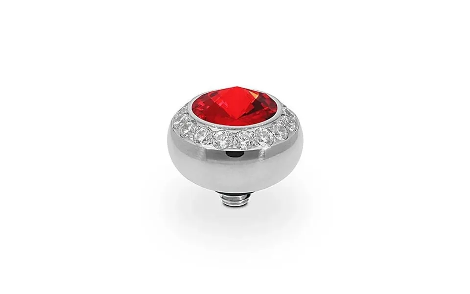 Tondo Deluxe Silver And Light Siam Red Ring Gem Top - 10mm