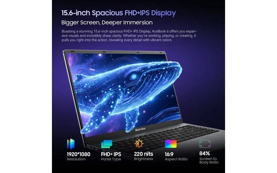 Blackview Acebook 6 Laptop 15.6'' Fhd Ips Screen Intel Twin Lake N150 Cpu 16gb Ddr4 512gb Ssd 36wh Battery Windows 11 No