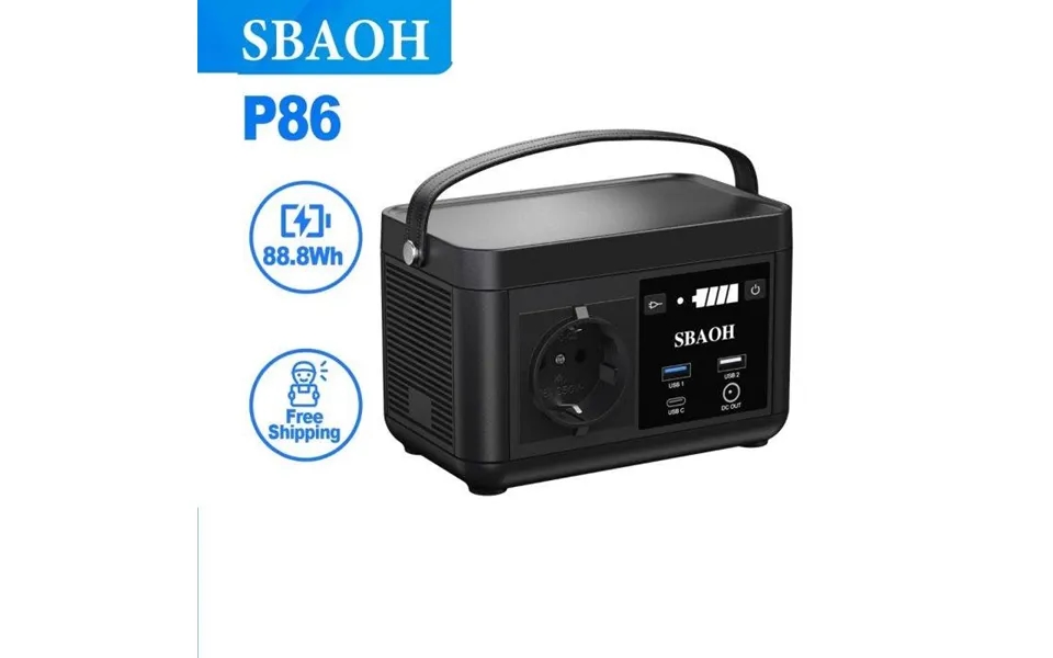 Eu Direct Sbaoh Portable Power Station - P86, 88.8wh Mobile Power Bank With 120w 150w Peak Ac Output Port, Ideal For Out