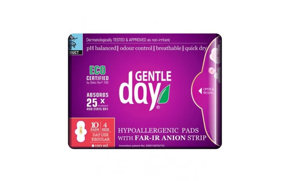 Gentle Day Organic Regular Flow Pads With Far-ir Anion Strip 10 Pcs