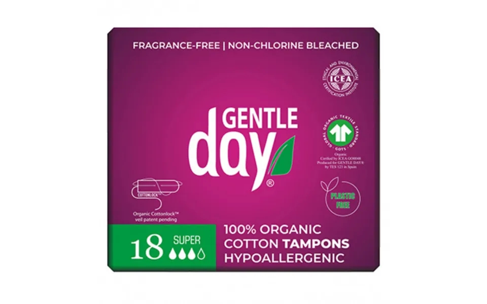Gentle Day Super Organic Cotton Tampons 18 Pcs