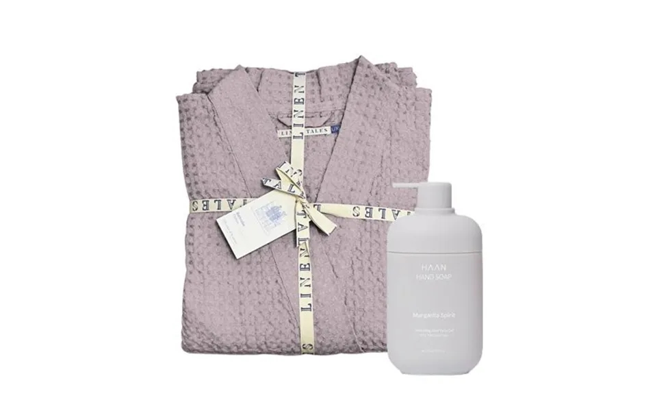 Klipshop Linen Tales Powder Linen & Cotton Honeycomb Waffle Bathrobe Haan Hand Soap L-xl