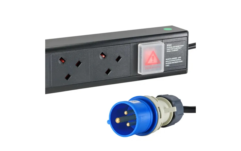 Cablenet 6 Way Uk Horizontal 1u Pdu With 16amp Commando 3m Feed