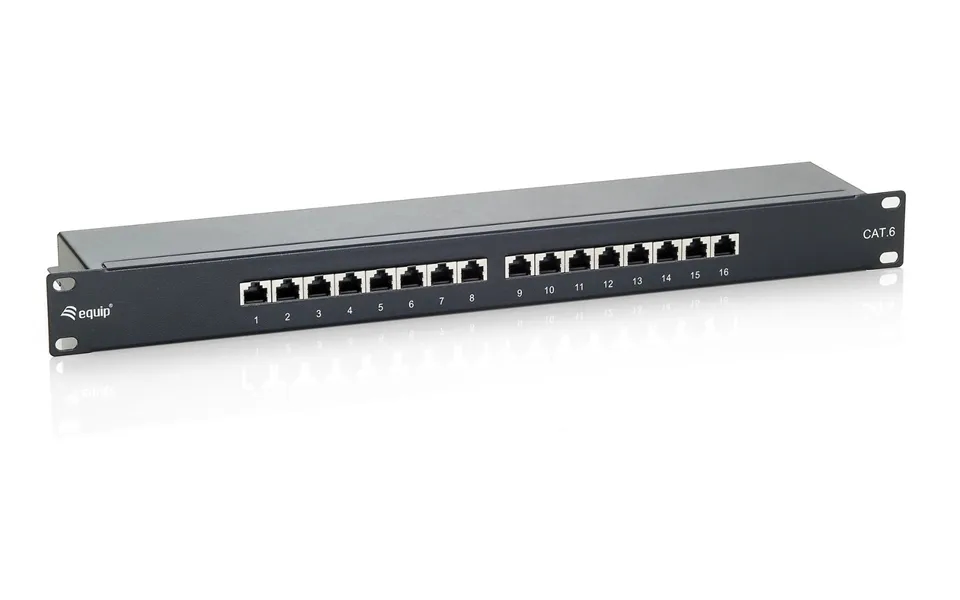 Equip 16-port Cat.6 Shielded Patch Panel. Black