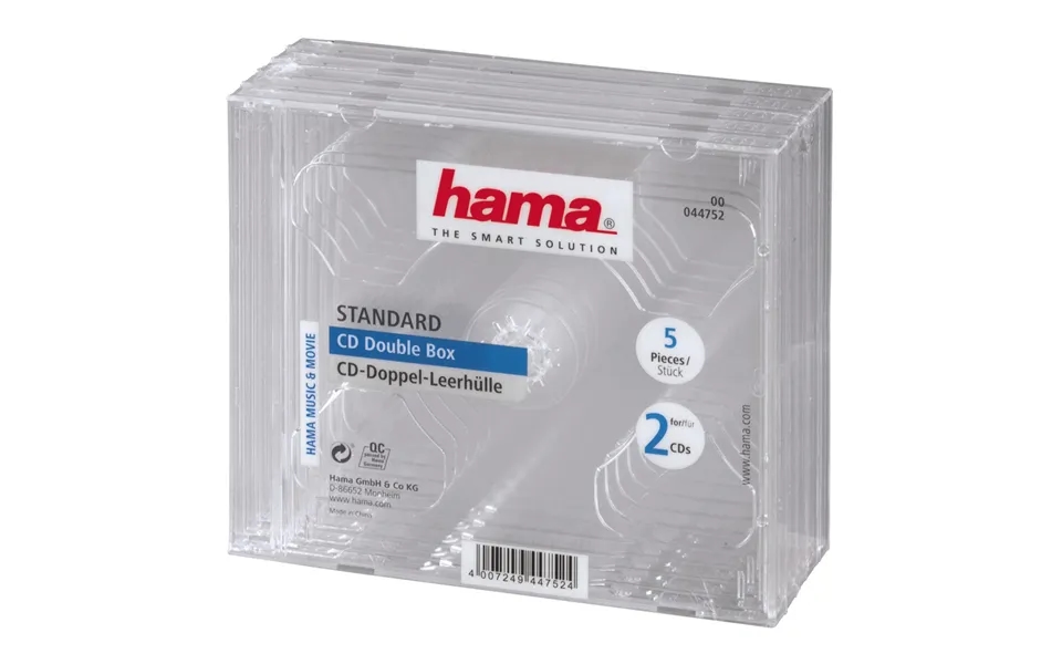 Hama Cd Double Jewel Case. Pack 5 2 Discs Transparent