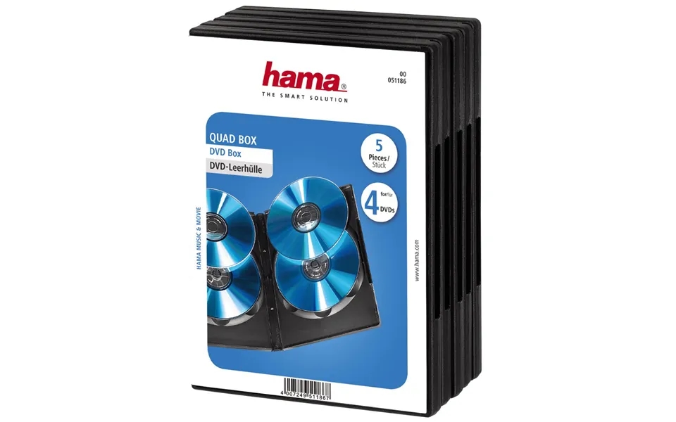 Hama Dvd Quad Box. Black. Package Of 5 Pieces 4 Discs