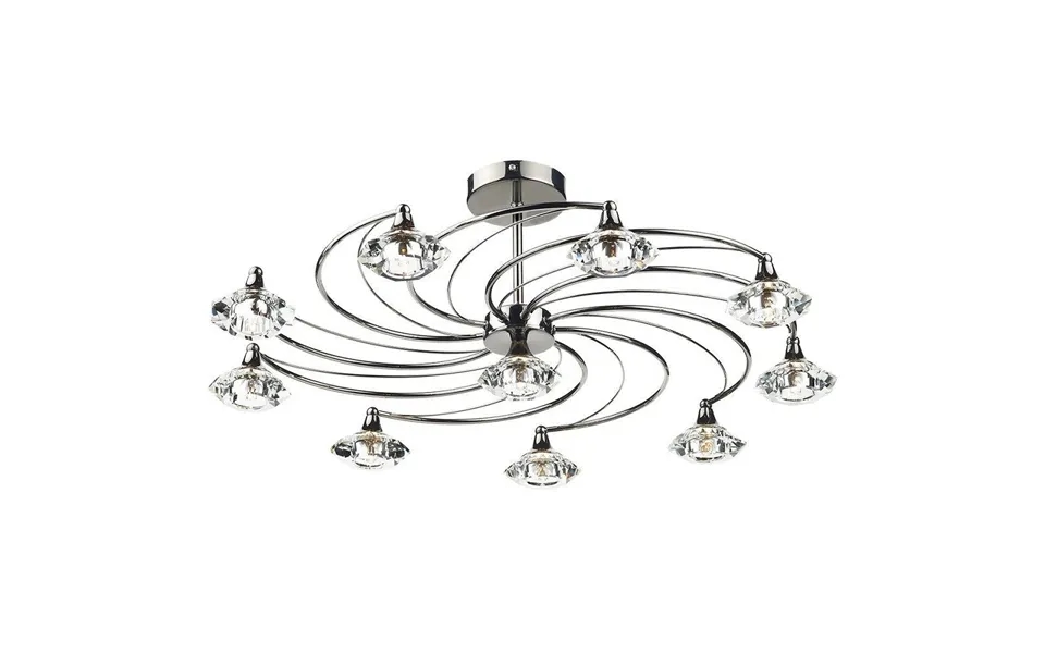 Dar Lut2367 Luther 10 Light Black Chrome Semi-flush Ceiling Light