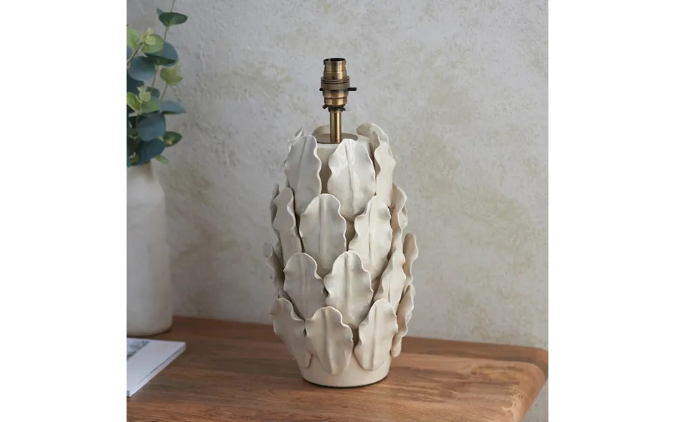Endon 111250 Layered Leaf Large Table Lamp Base In Ivory Crackle Glaze