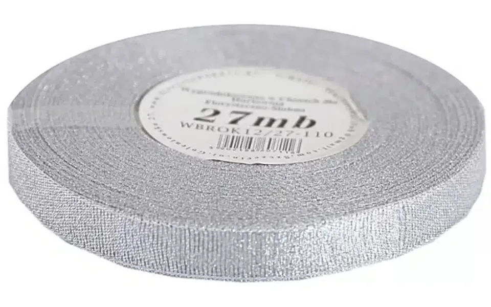Glitter Ribbon 12mm X 27mb - Silver