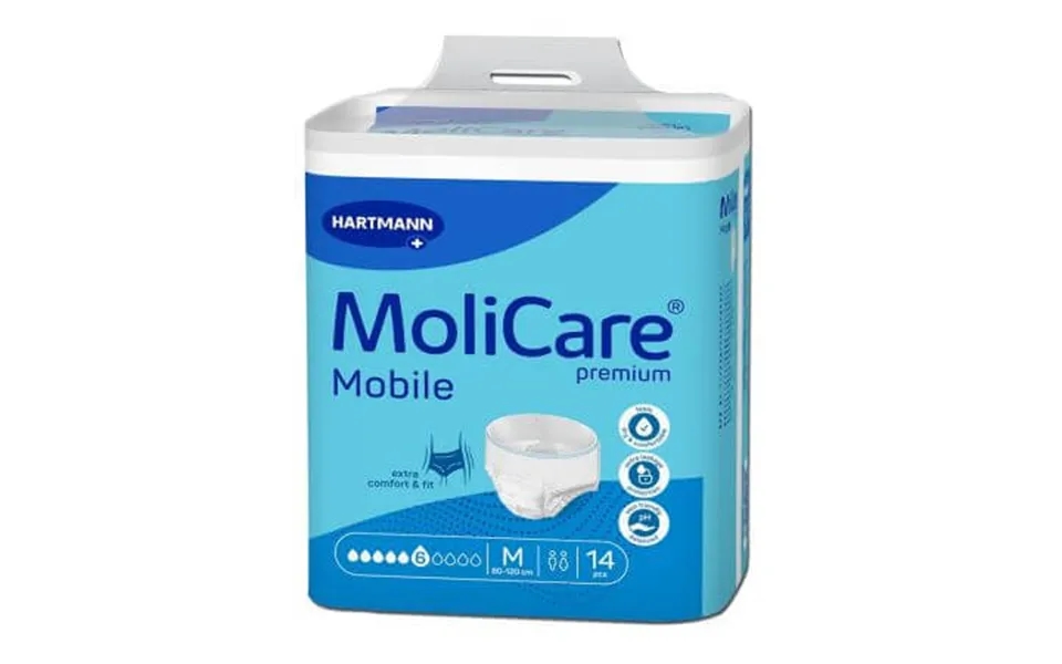 Urinary Incontinence Briefs 6 Drops Molicare Premium Mobile - Size M 80-120 Cm