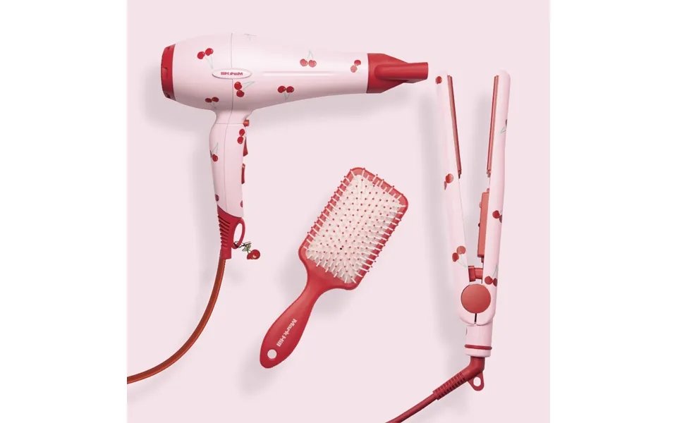 Cherry Glam Kit Hairdryer Hair Straightener Paddle Brush Mark Hill