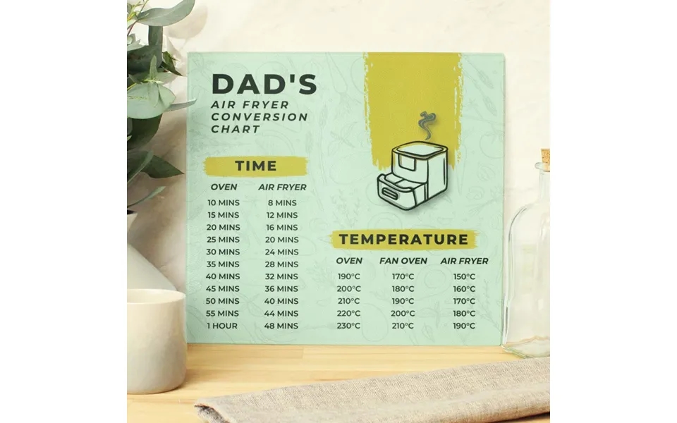 Personalised Air Fryer Chart Glass Chopping Board