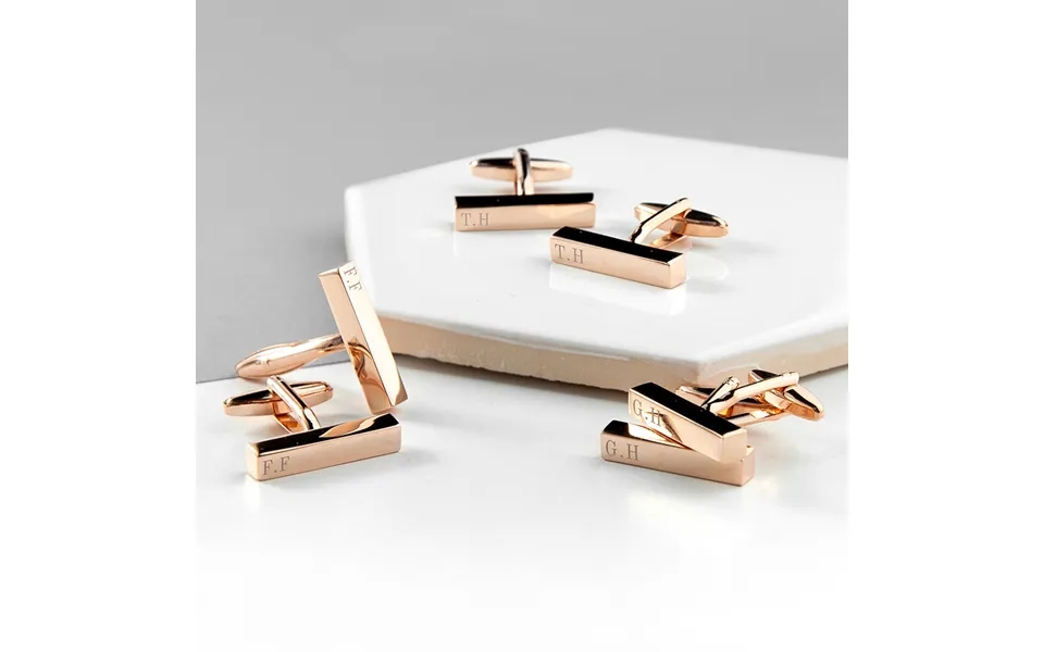 Personalised Rose Gold Plated Bar Cufflinks