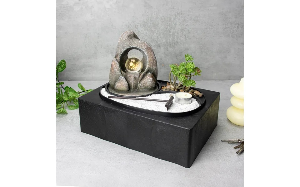 Wellbeing Zen Garden Water Fountain With Led Spinning Ball