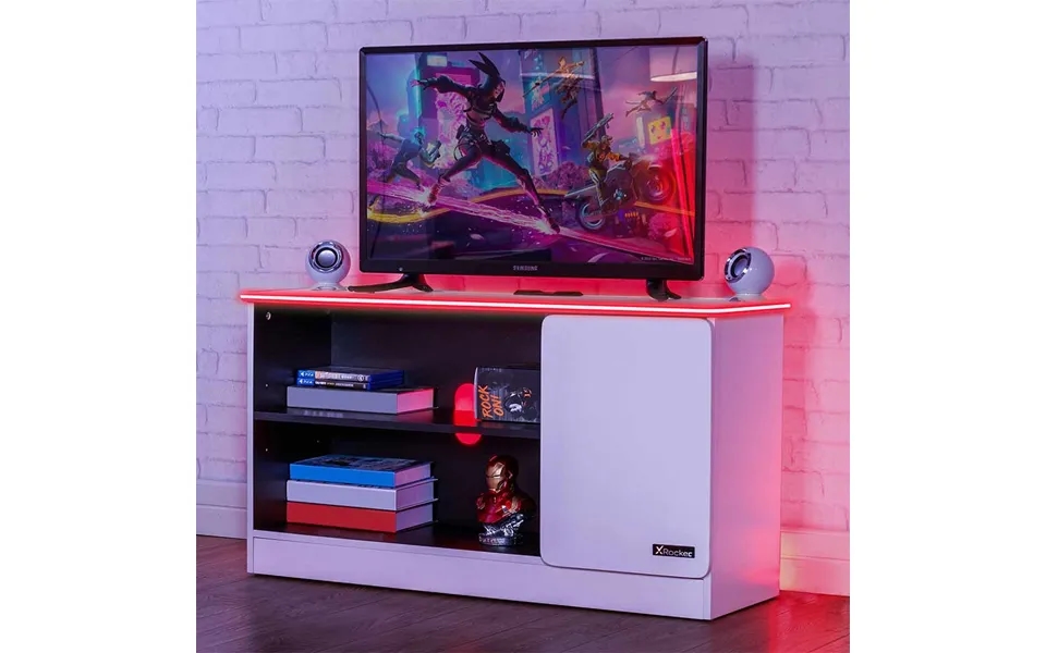 X Rocker Carbon-tek Tv Media Unit With Led Lights - White
