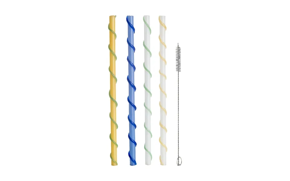 Byon Celebrate Straws Long 20 Cm 4 Pieces Blue-white-yellow-green