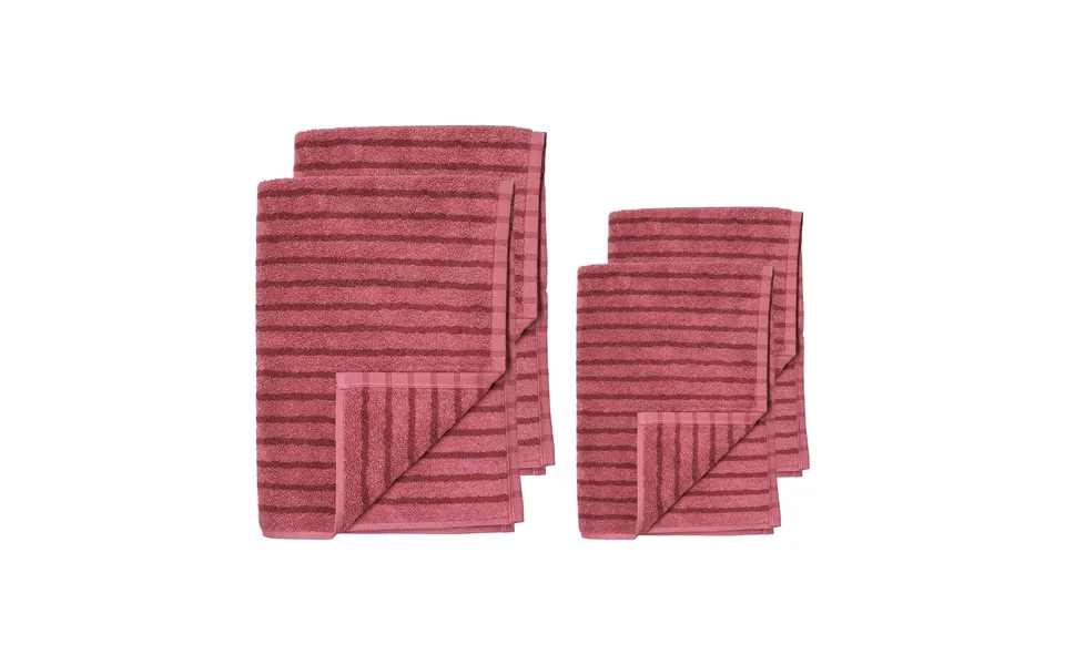 Scandi Living Drift Towel Set 4 Pieces - Pink-red