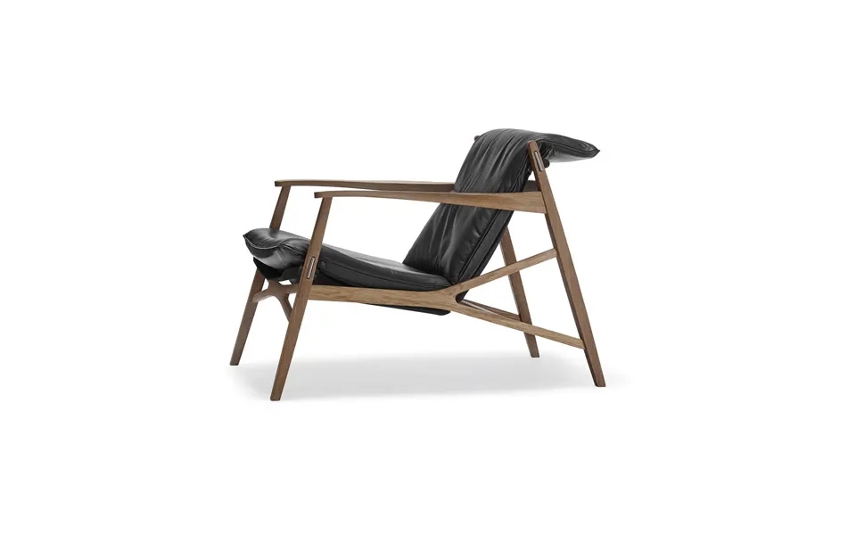 Stolab Link Arm Chair Black Leather-natural Oiled Oak-black Canvas