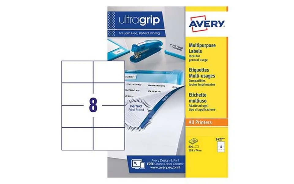 Avery 3427 Multipurpose Labels 100 Sheets - 8 Labels Per Sheet