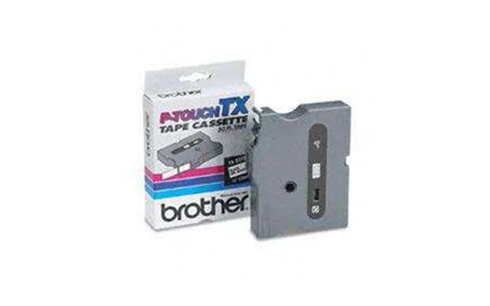 Brother Tx315 White On Black 6mm X 15m Gloss Tape