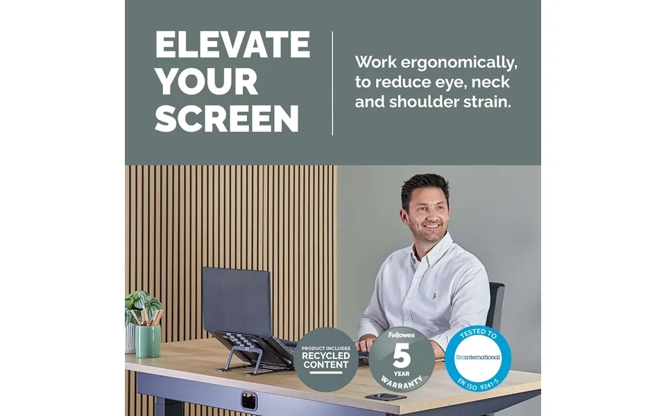 Fellowes Adjustable Laptop Riser Alumia Portable Laptop Stand Black