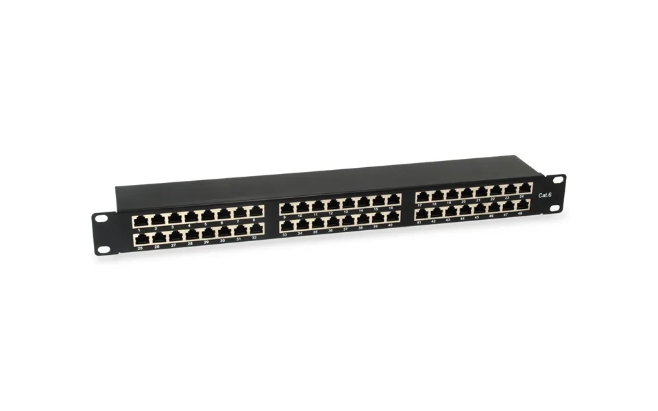 Equip 48-port Cat.6 Shielded Patch Panel. Black