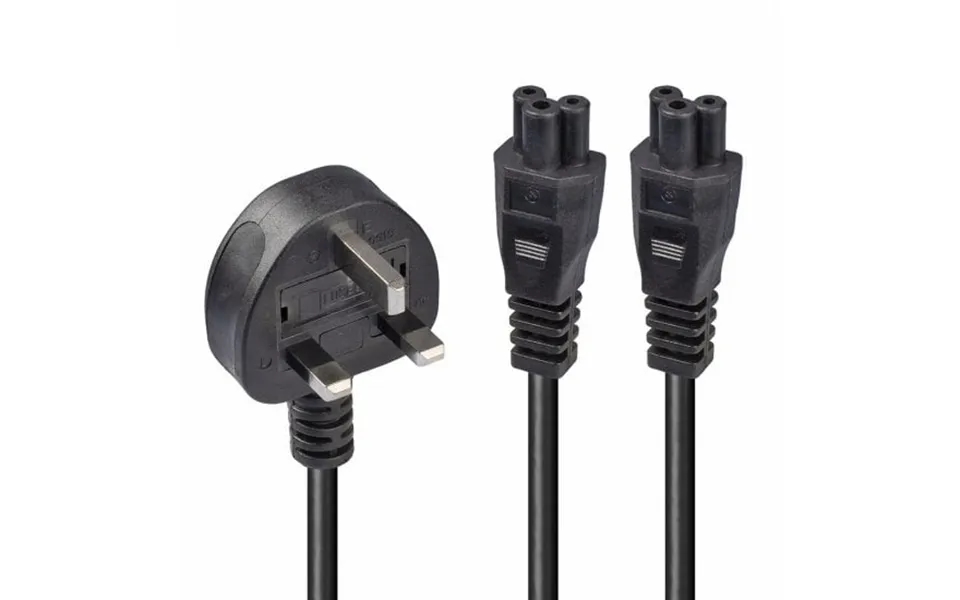 Lindy 2.5m Uk 3 Pin Plug To Iec 2 X C5 Splitter Extension Cable