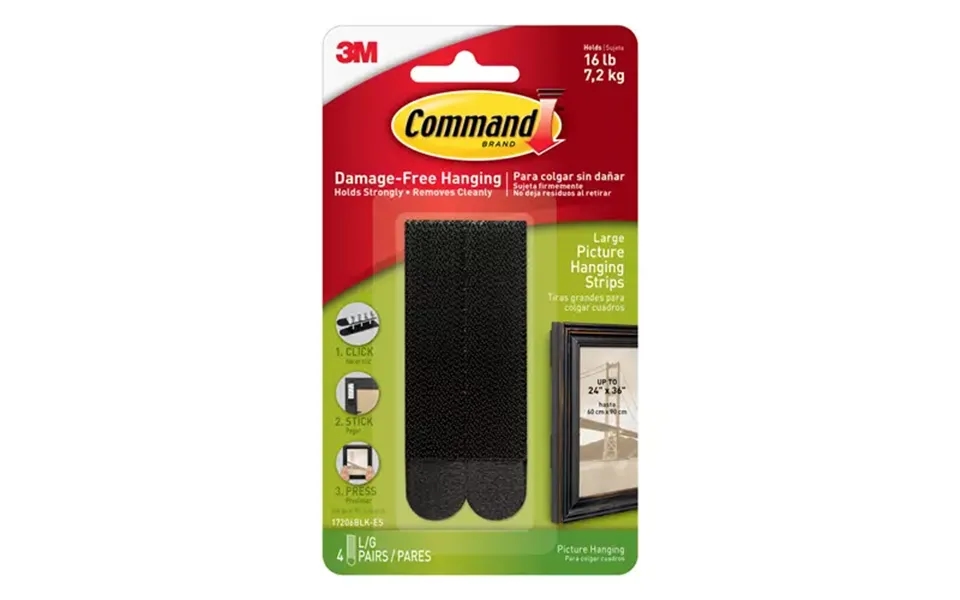 Command 17206blk Hook Loop Fastener Composite Black 4 Pc S