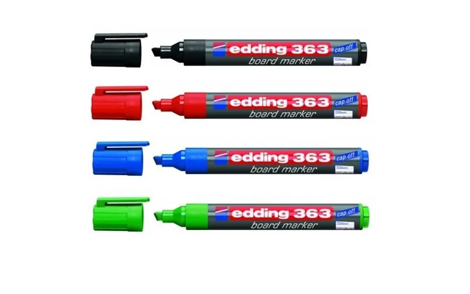 Edding 653 Permanent Marker Chisel Fine Tip Black Blue Green Red 4 Pc S