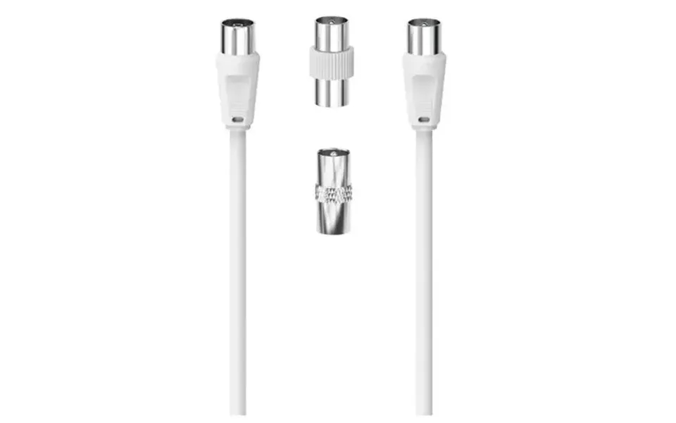 Hama 3-part Antenna Connection Kit - 5 Metre Antenna Cable 2x Coax Adapters White