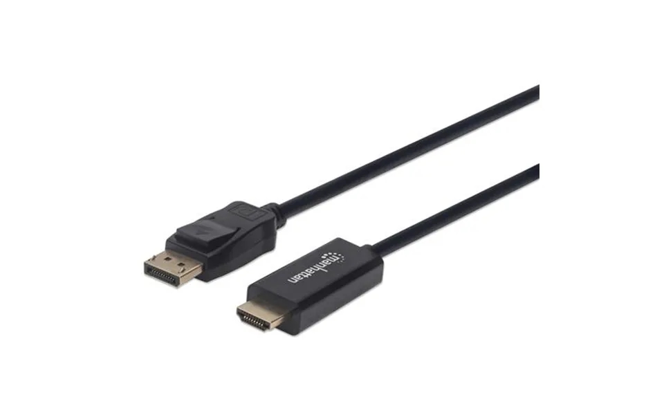 Manhattan Displayport 1.2 To Hdmi Cable 4k 60hz 1m Male To Male Dp With Latch Black Not Bi-directional Three Year Warran