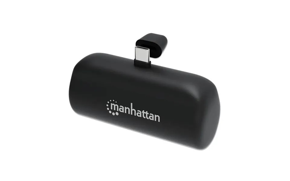 Manhattan Power Bank With Integrated Usb-c Plug 5000 Mah Up To 20w Output Kickstand For Use As Charging Phone Holder Bla