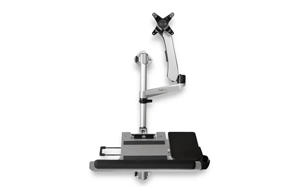 Startech.com Wall Mount Workstation - Articulating Standing Desk W Ergonomic Height Adjustable Monitor Arm & Padded Keyb