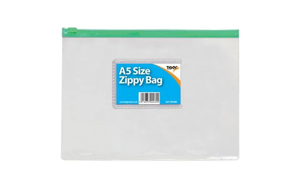 Tiger Zippy Bag Polypropylene A5 180 Micron Clear With Assorted Colour Zips Pack 12 - 300480x12