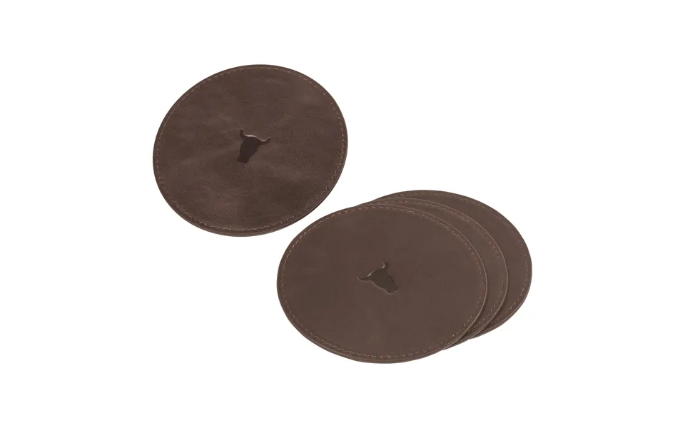 Leather Coaster Set 4 Pack - Dark Brown