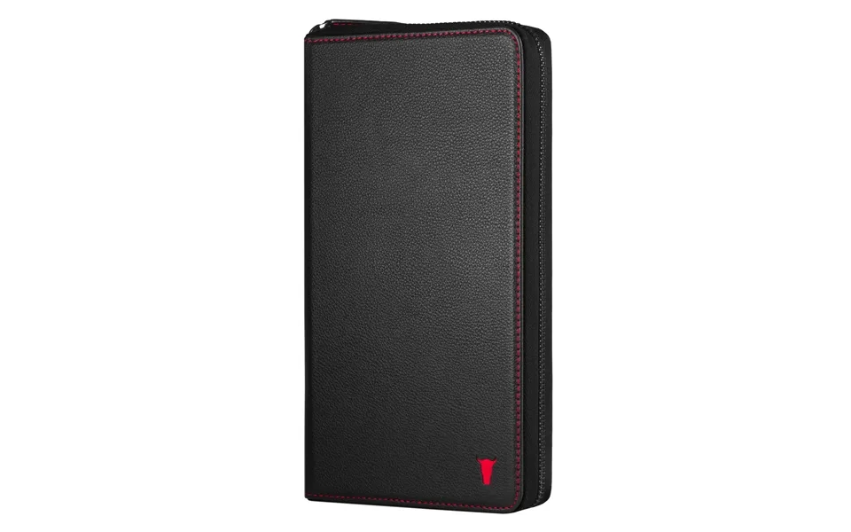 Leather Family Passport Holder And Document Organiser - Black With Red Detail