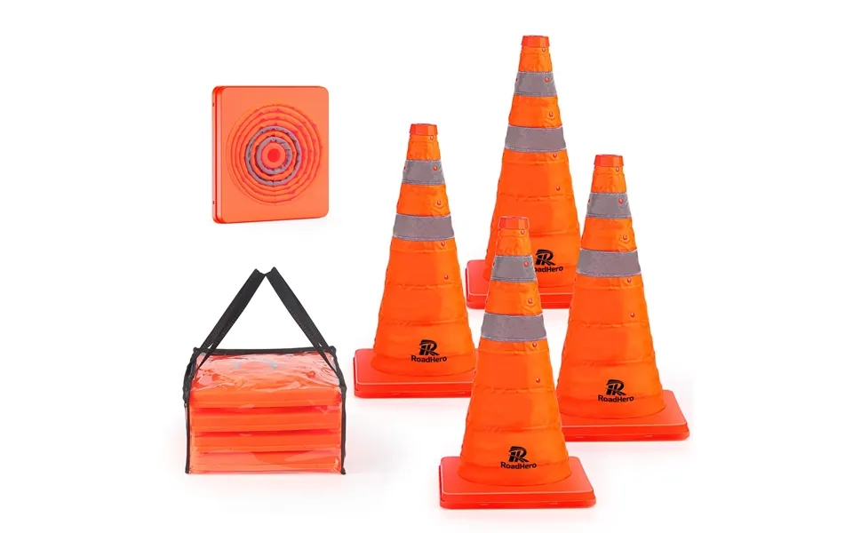 18 Inch Foldable Traffic Safety Cone - Multifunctional Pop-up Cone With Reflective Collar