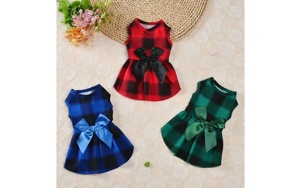 2021 New Dog Clothes Plaid Skirt Princess Skirt Pet Clothes Teddy Bomei Small Dog Pet Clothing