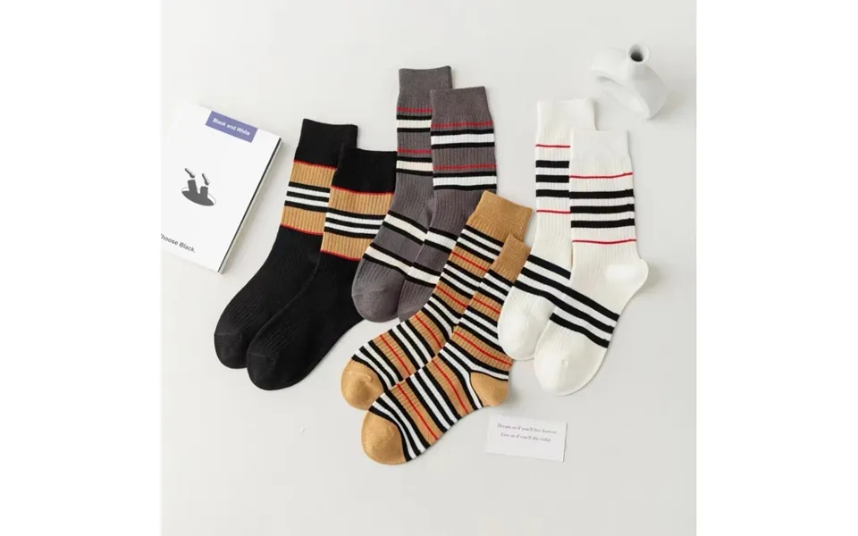 2pcs Autumn And Winter New Children's Classic Stripes Ins Trendy Mid Tube Socks Soft - Comfortable