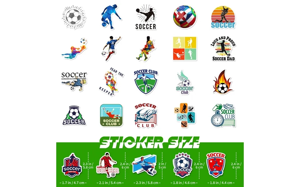 50pcs Soccer Ball Stickers Fluorescent Green Football Decals Waterproof & Team Spirit