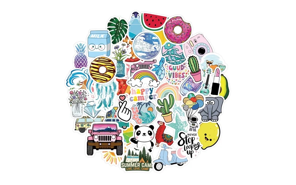 50pcs Stickerswaterproof Cartoon Summer Ins Aesthetic Luggage Water Bottle Outdoor Stickers