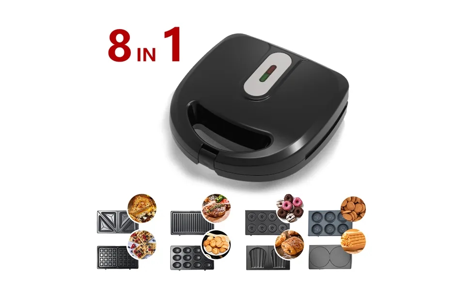 8-in-1 Gauge Sandwich Maker Waffle Machine Doughnut Electromechanical Baking Clang Madeline Cookie Maker 110v Breakfast