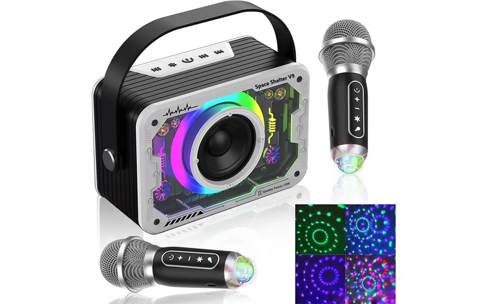 Byteuni Karaoke Machine - 2 Wireless Karaoke Microphones With Lights