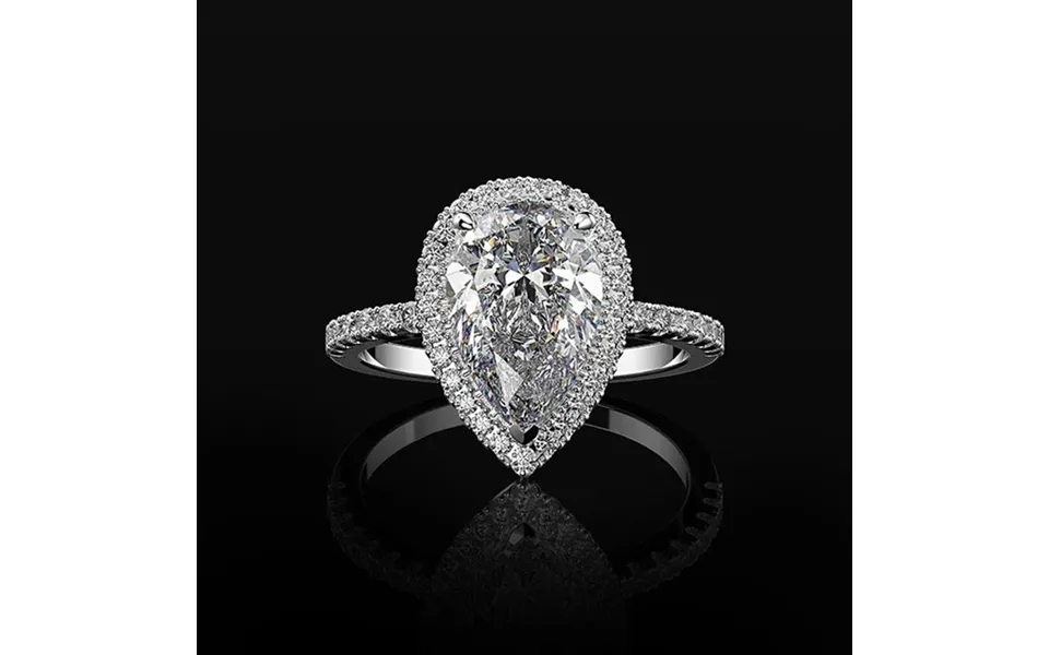 Cao Shi Jewelry Creative Shining Water Drop Shaped Zircon Wedding Ring Women's Jewelry