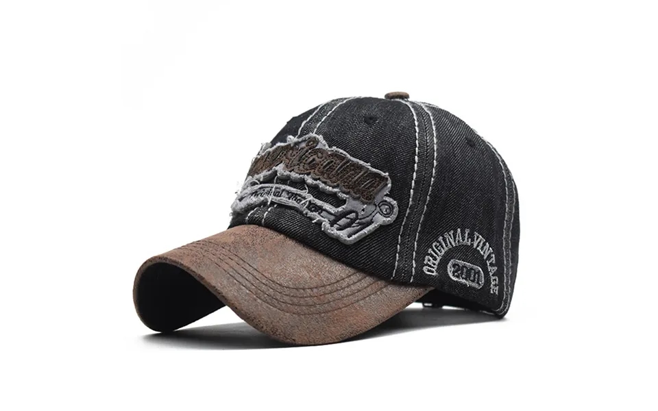 Denim Pu Patchwork Baseball Cap Embroidered Letters Washed Cotton Adjustable Baseball Cap Outdoor Sports Cap For Men And