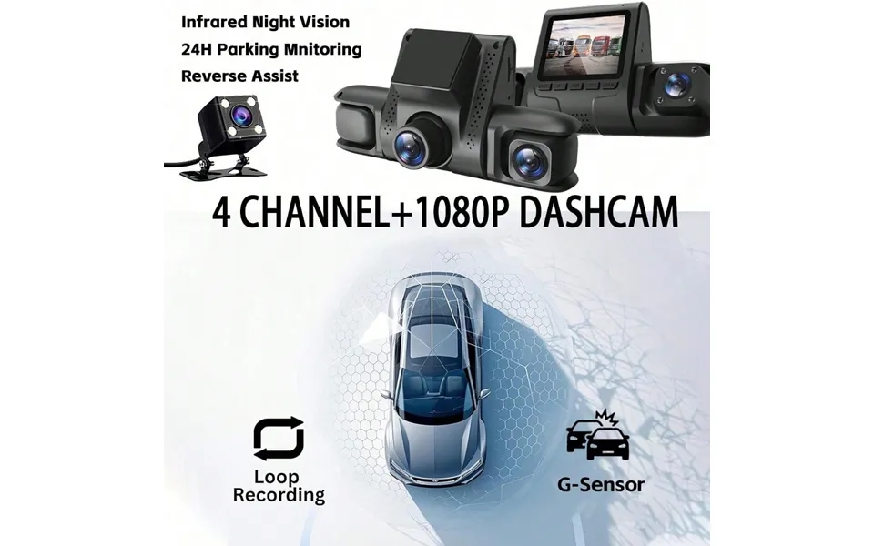 Four-way Video 1080p Driving Recorder High Definition Night Vision Wide Angle Parking Surveillance Vehicle Camera Dvr
